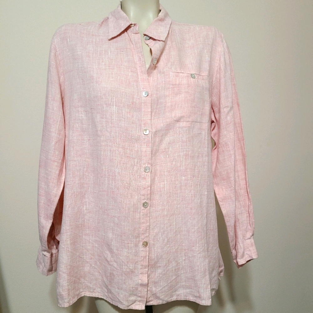 Chico's pink linen long-sleeve top